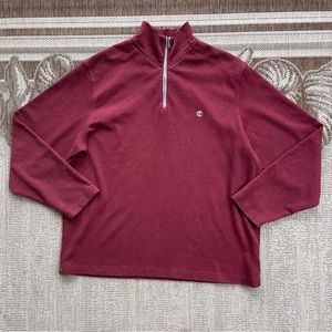 Timberland 1/4 Zip Pullover Sweater Men’s XXL Burgundy Wool/Cotton Mock Neck